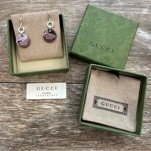 Gucci made in Italy sterling silver trademark drop earring, with box, OSFM